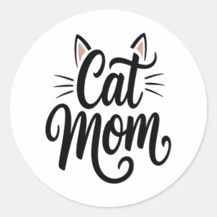 Cat Mama Whiskys und Ohren Runder Aufkleber