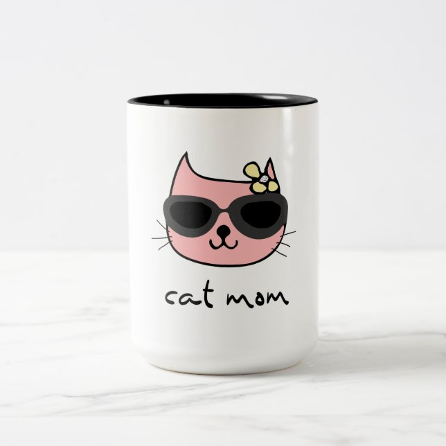 Cat-Mama Zweifarbige Tasse (Mittel)