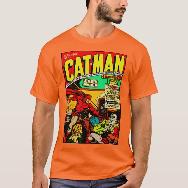 CAT-MAN-Comic-T - Shirt der 40er Jahre (Vorderseite)