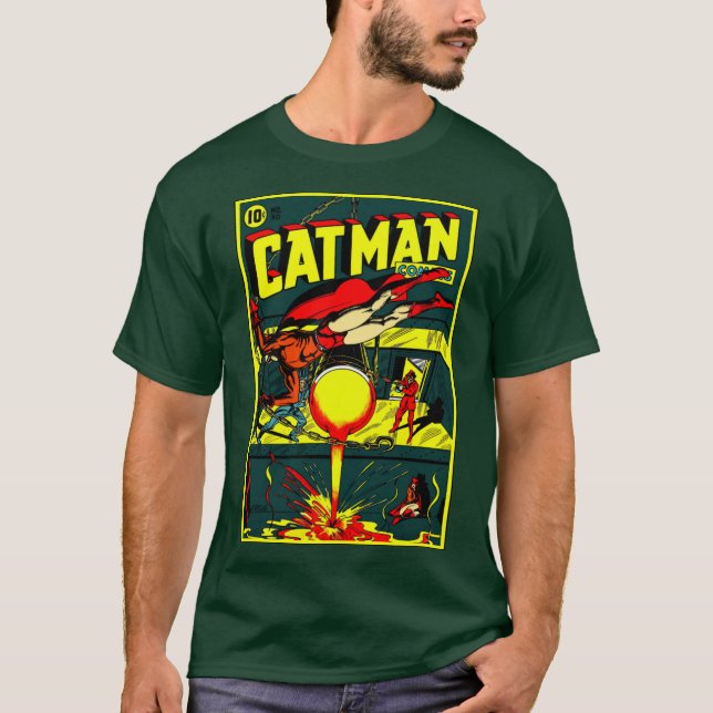 Cat-Man-Comic-T - Shirt der 40er Jahre (Vorderseite)