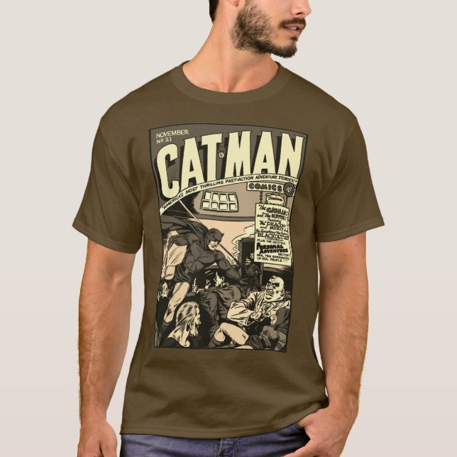 CAT-MAN-Comicen (Monoton) der 40er Jahre (CAT-MAN- T-Shirt (Vorderseite)