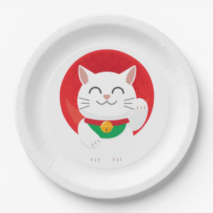 Cat Maneki Neko Japan Lucky Cat Frische Pasta mach Pappteller