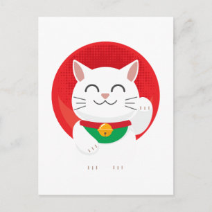 Cat Maneki Neko Japan Lucky Cat Frische Pasta mach Postkarte