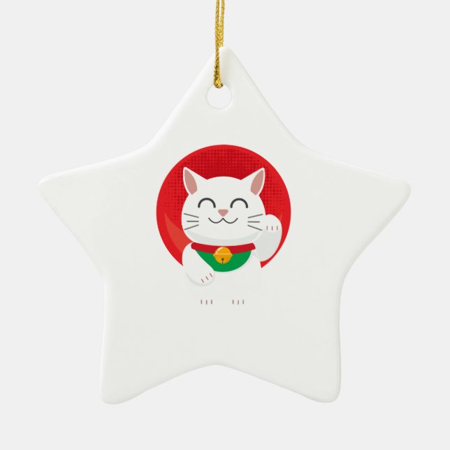 Cat Maneki Neko Japan Lucky Cat Funny Gift Idee Keramik Ornament (Vorne)