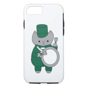 Cat Marching Band Bass Drummer Green White Case-Mate iPhone Hülle