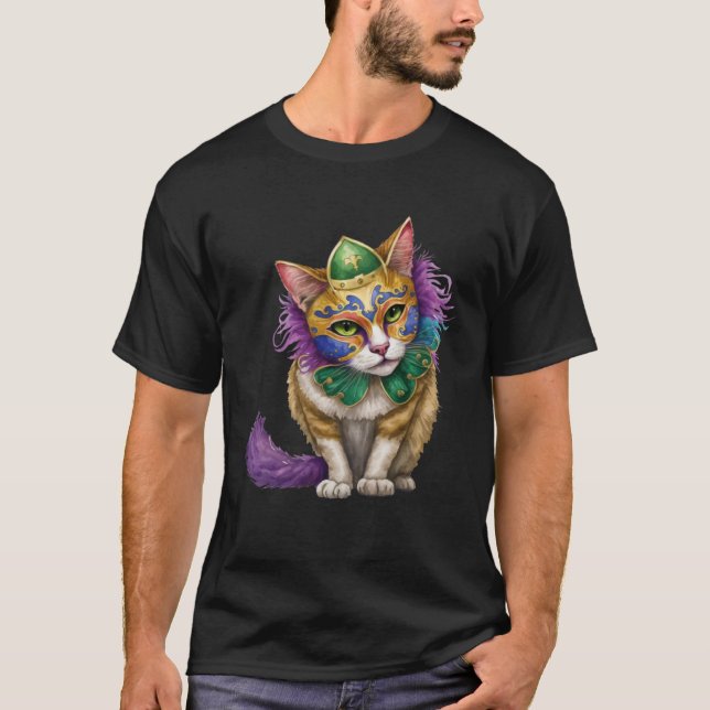 Cat Mardi Gras Happy Mardi Gras Carnival Cat  Kitt T-Shirt (Vorderseite)