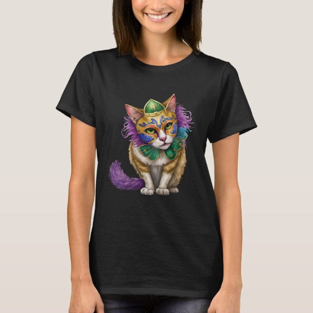 Cat Mardi Gras Happy Mardi Gras Carnival Cat  Kitt T-Shirt (Vorderseite)