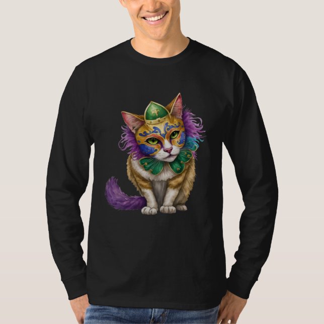 Cat Mardi Gras Happy Mardi Gras Carnival Cat  Kitt T-Shirt (Vorderseite)
