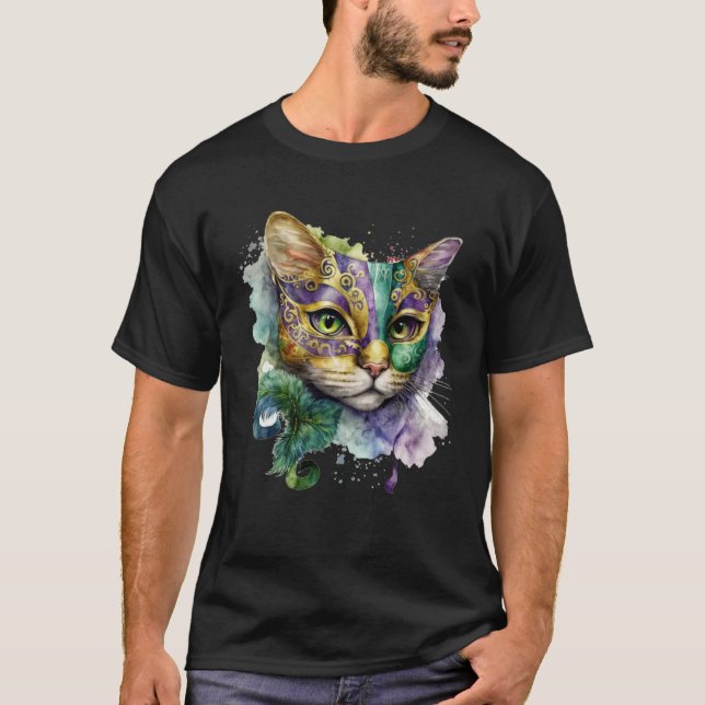 Cat Mardi Gras Happy Mardi Gras Carnival Cat  Kitt T-Shirt (Vorderseite)