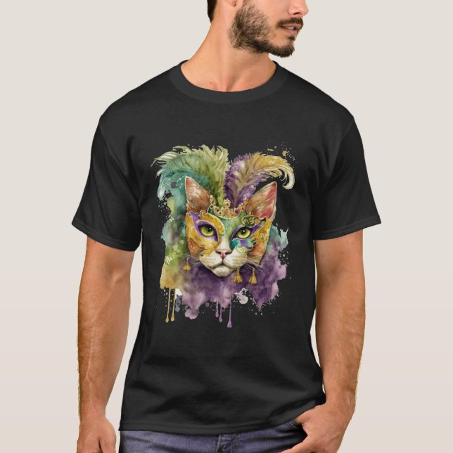 Cat Mardi Gras Happy Mardi Gras Carnival Cat  Kitt T-Shirt (Vorderseite)