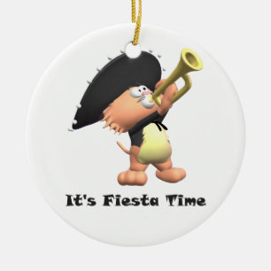 Cat Mariachi Black Fiesta Time Keramik Ornament