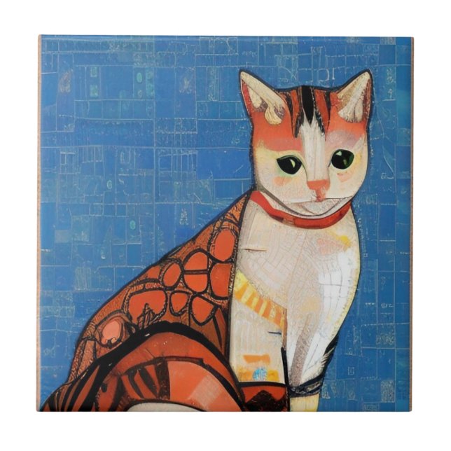 Cat-Marokko-Mosaik abstrakt-Art-Ingwer Fliese (Vorderseite)