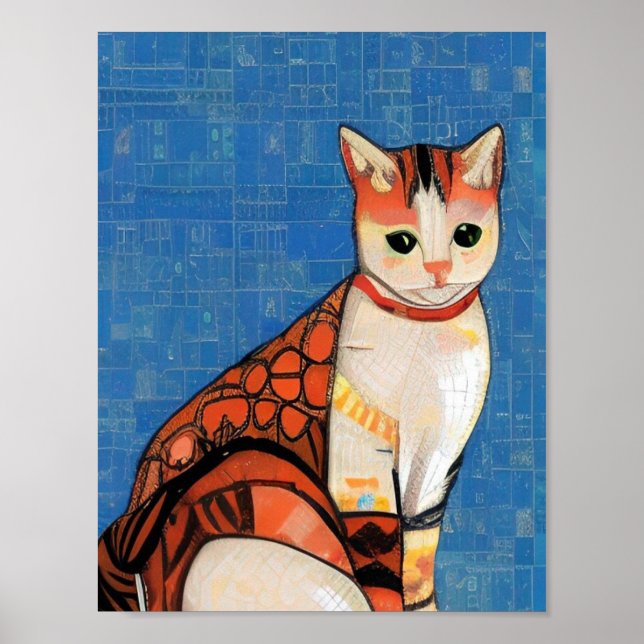 Cat-Marokko-Mosaik abstrakt-Art-Ingwer Poster (Vorne)