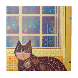Cat-Marokko-Mosaik abstrakte Kunst brauner Platz Fliese