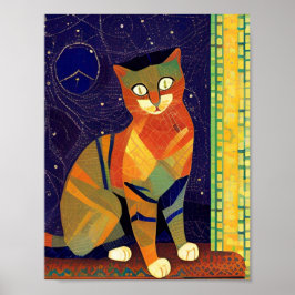 Cat-Marokko-Mosaik abstrakte Kunst bunt Kitty Poster