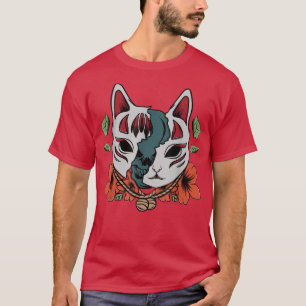Cat Mask Skull Lazy Halloween Kostüm Cool Kitten T-Shirt