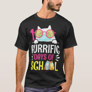 Cat Masken Funny 100 Days of School Teacher Premiu T-Shirt