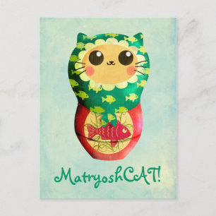 Cat Matryoshka Doll Postkarte