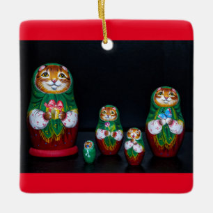 Cat Matryoshka Weihnachtsfeier Keramik Ornament