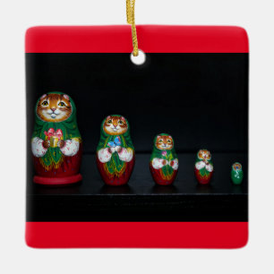 Cat Matryoshka Weihnachtsfeier Keramik Ornament