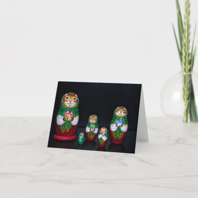 Cat Matryoshka Weihnachtskarte Karte (Vorderseite)