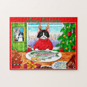 Cat, Maus Weihnachts-Puzzle Puzzle