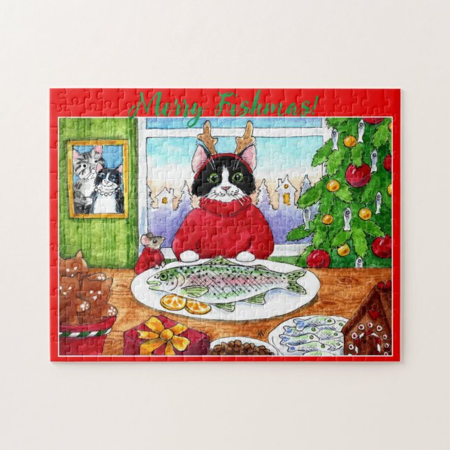 Cat, Maus Weihnachts-Puzzle Puzzle (Horizontal)