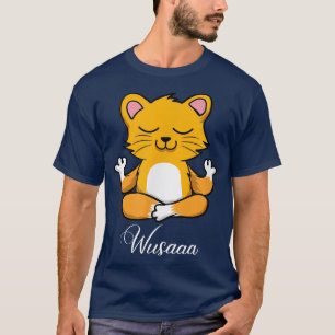 Cat Meditation Sonnenblume atmen Deep wusaaa Ruhe T-Shirt