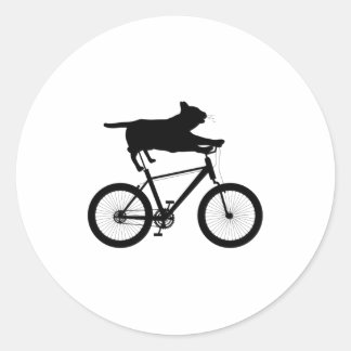 Cat meh Riding Bicycle Funny Runder Aufkleber