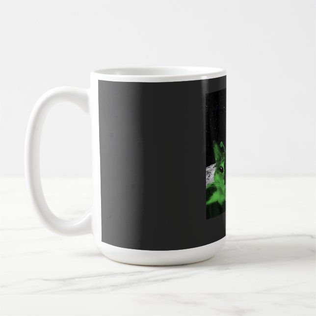 Cat Meme Alien Green Cat Selfie UFO Funny Mug Kaffeetasse (Links)