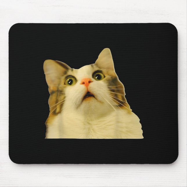 Cat Meme Shock Cat Face Funny Meme Cat Silly Gift  Mousepad (Vorne)