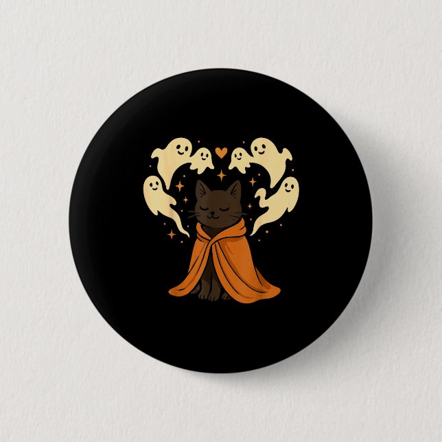 Cat Meme Soky Cute Black Halloween  Button (Vorderseite)