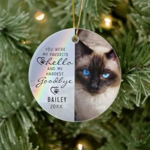 Cat Memorial 2 Fotos Rainbow Keepake Keramik Ornament