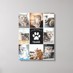 Cat Memorial Custom Foto Collage in Love Memory Leinwanddruck