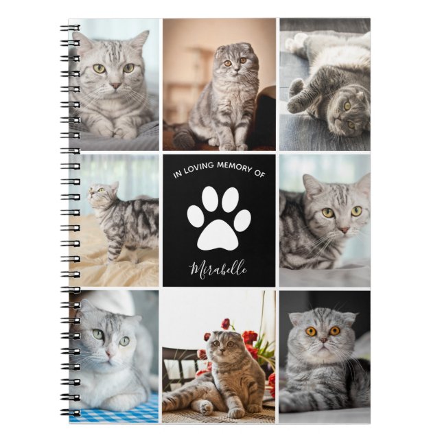 Cat Memorial Custom Foto Collage in Love Memory Notizblock (Vorderseite)