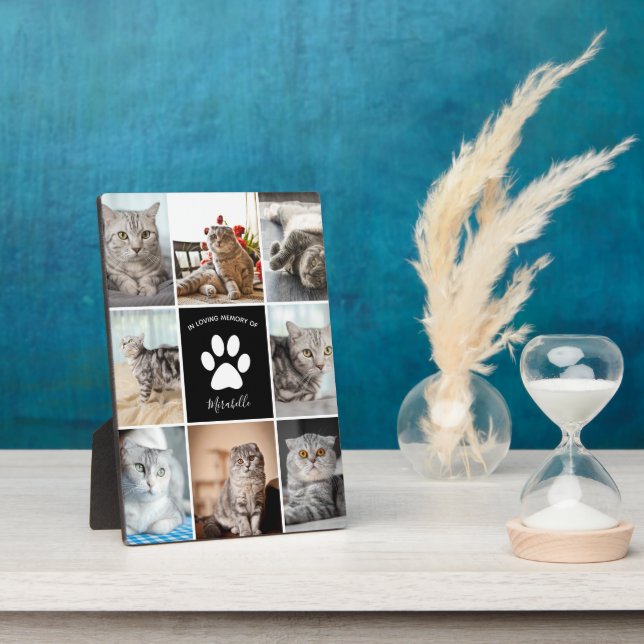 Cat Memorial Custom Pet Foto Collage Paw Print Fotoplatte (Seite)