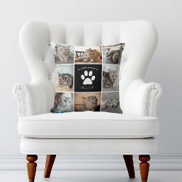 Cat Memorial Custom Pet Foto Collage Paw Print Kissen