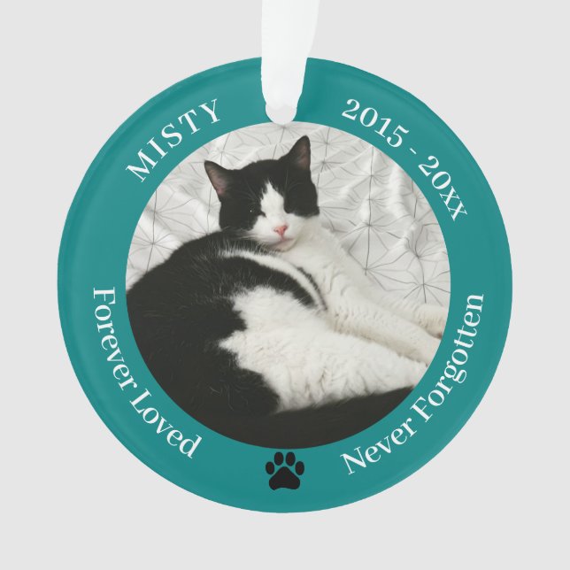 Cat Memorial Forever Loved Pet Foto Ornament (Vorderseite)