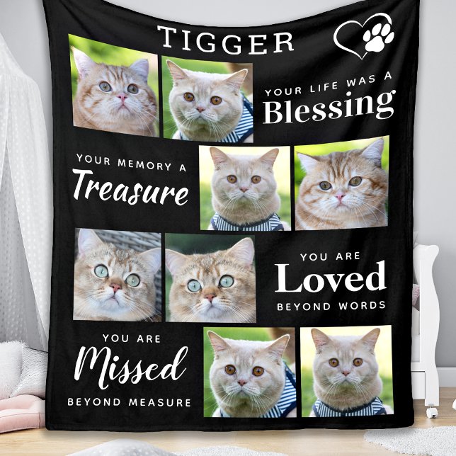 Cat Memorial Gift - Personalisierter Pet Loss 8 Fo Fleecedecke (Von Creator hochgeladen)