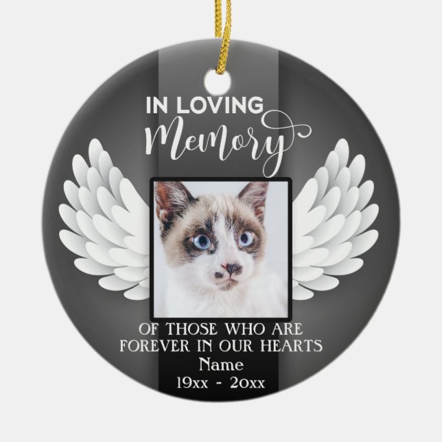 Cat Memorial: Im Foto "Benutzerdefinierter Speiche Keramik Ornament (Vorne)