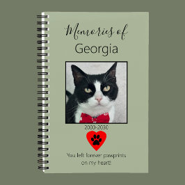 Cat Memorial Journal Sage Green Notizbuch