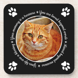 Cat Memorial Paw druckt Foto Beverage Coaster Getränkeuntersetzer