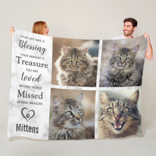 Cat Memorial Pet Loss Foto Collage Fleecedecke