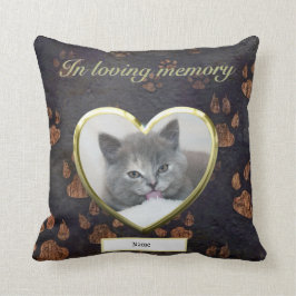 Cat Memorial Rustikales Paw Print Foto Personalisi Kissen