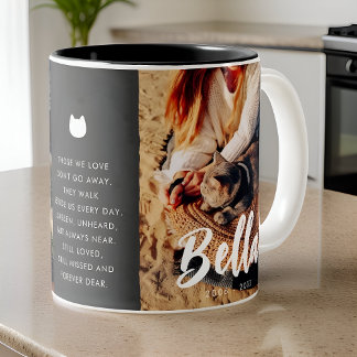 Cat Memorial Zitat Modernes, schlichtes Foto Zweifarbige Tasse