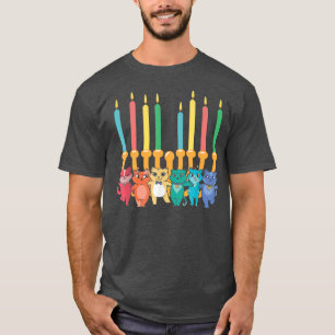 Cat Menorah Hanukkah Chanukah Pajama Kostüm für J T-Shirt