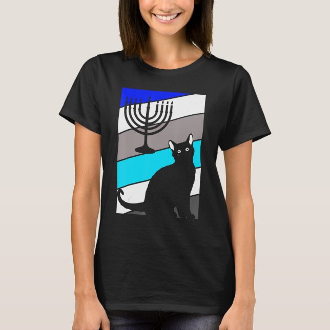 Cat Menorah Hanukkah Cute Kitten Chanukah Jewish H T-Shirt (Vorderseite)