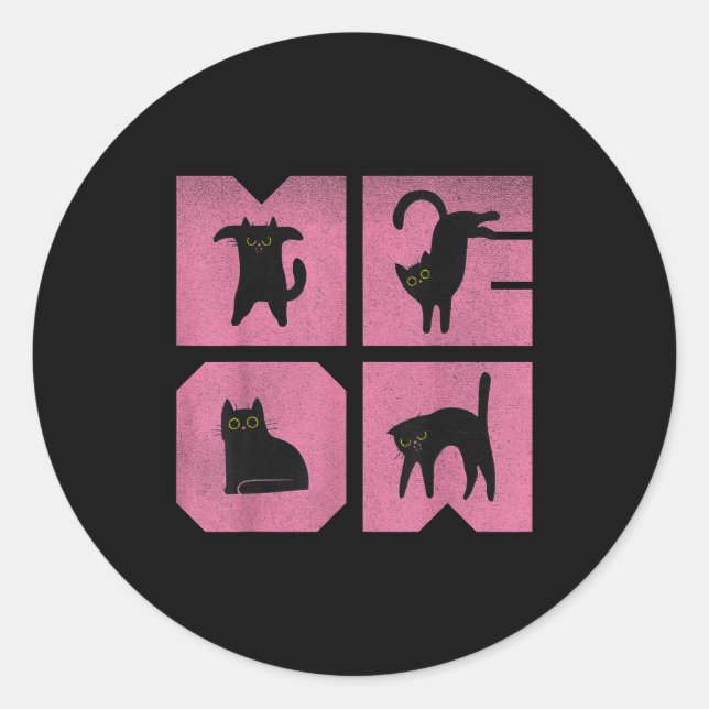 Cat - Meow Art  Runder Aufkleber (Vorderseite)