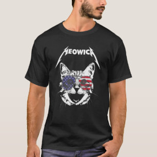 Cat Meowica 4. Juli American Flag Rock Band T-Shirt