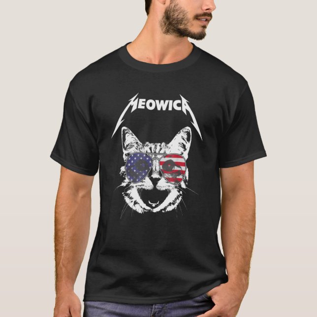 Cat Meowica 4. Juli American Flag Rock Band T-Shirt (Vorderseite)